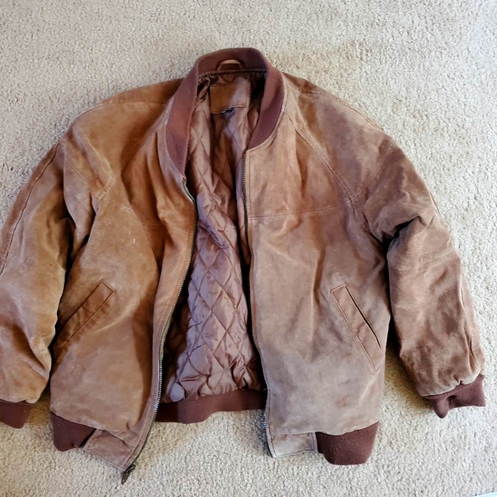 Vintage Route 66 Suede Bomber Jacket